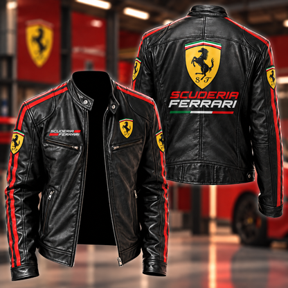 Scuderia Ferrar Racing Collar Leather Jacket V2
