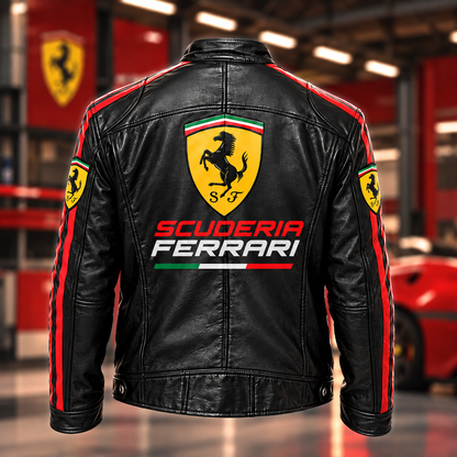 Scuderia Ferrar Racing Collar Leather Jacket V2