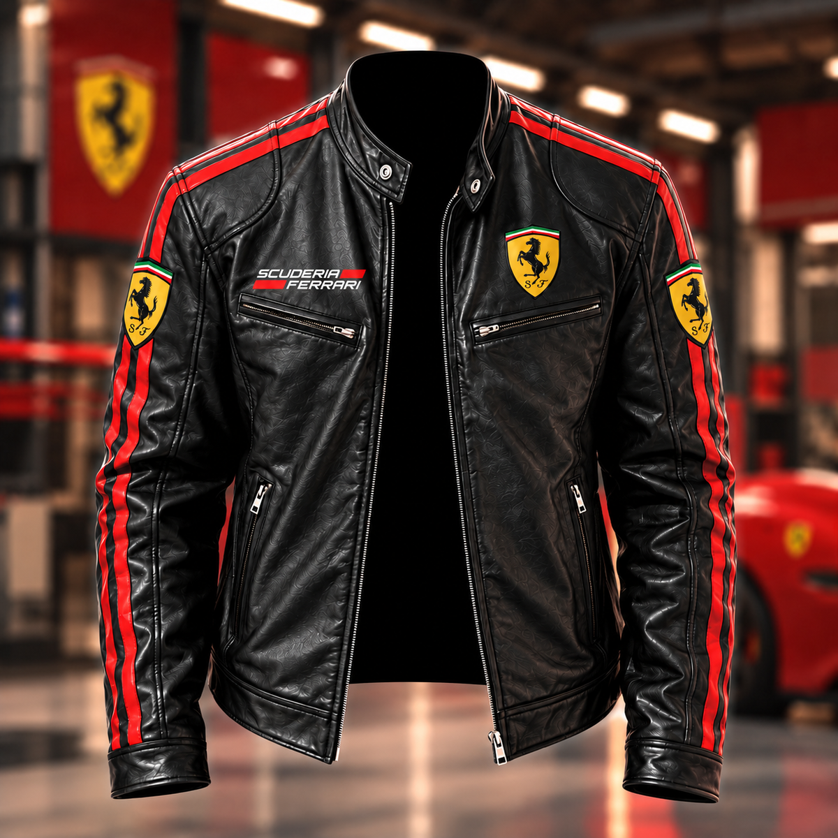 Scuderia Ferrar Racing Collar Leather Jacket V2