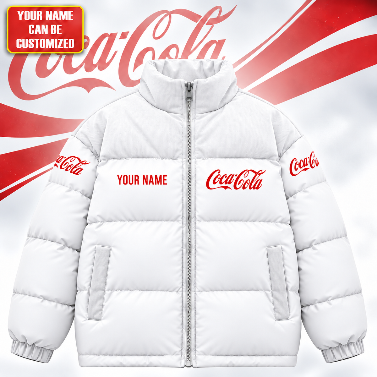 Personalized Cola Classic Puffer Jacket , Cola Windproof Puffer Jacket