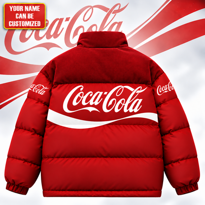Personalized Cola Classic Puffer Jacket , Cola Windproof Puffer Jacket