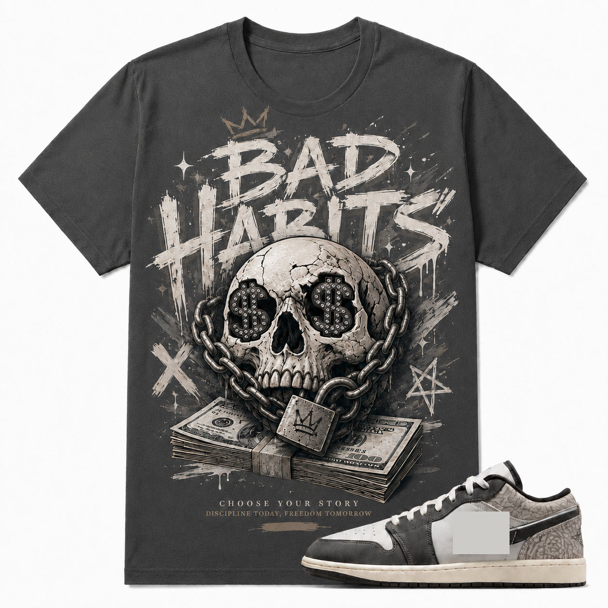 BAD HABITS Shirt To Match AJ 1 LOW, AJ 1 LOW Matching Shirt V3
