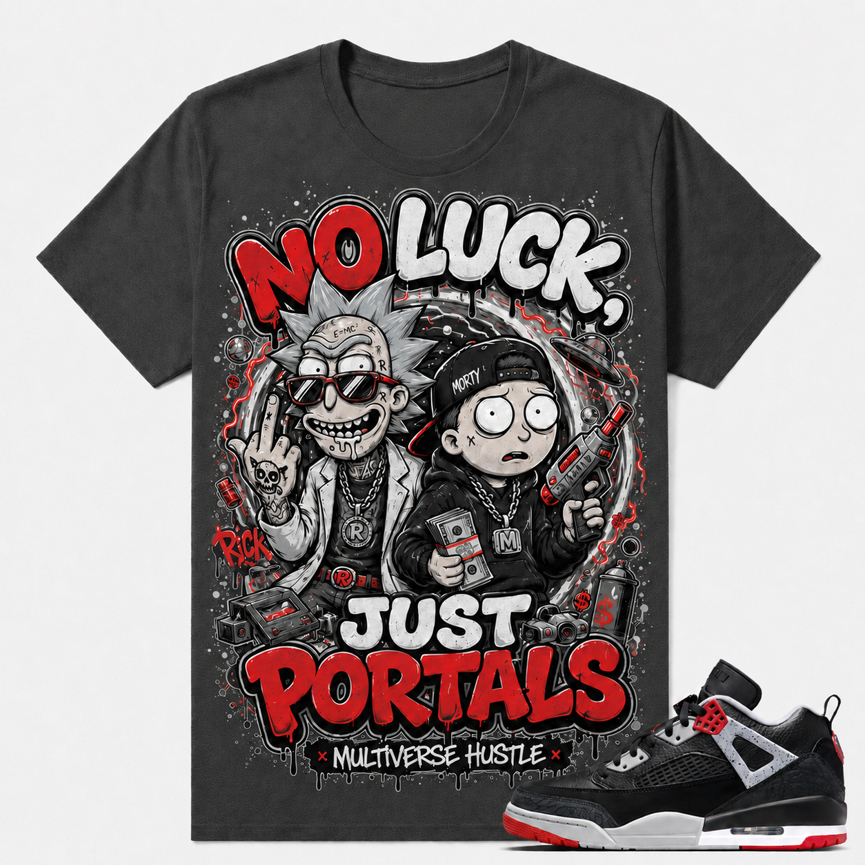 NO LUCK JUST PORTALS Shirt To Match JD Spizike Low, JD Spizike Low Matching Shirt