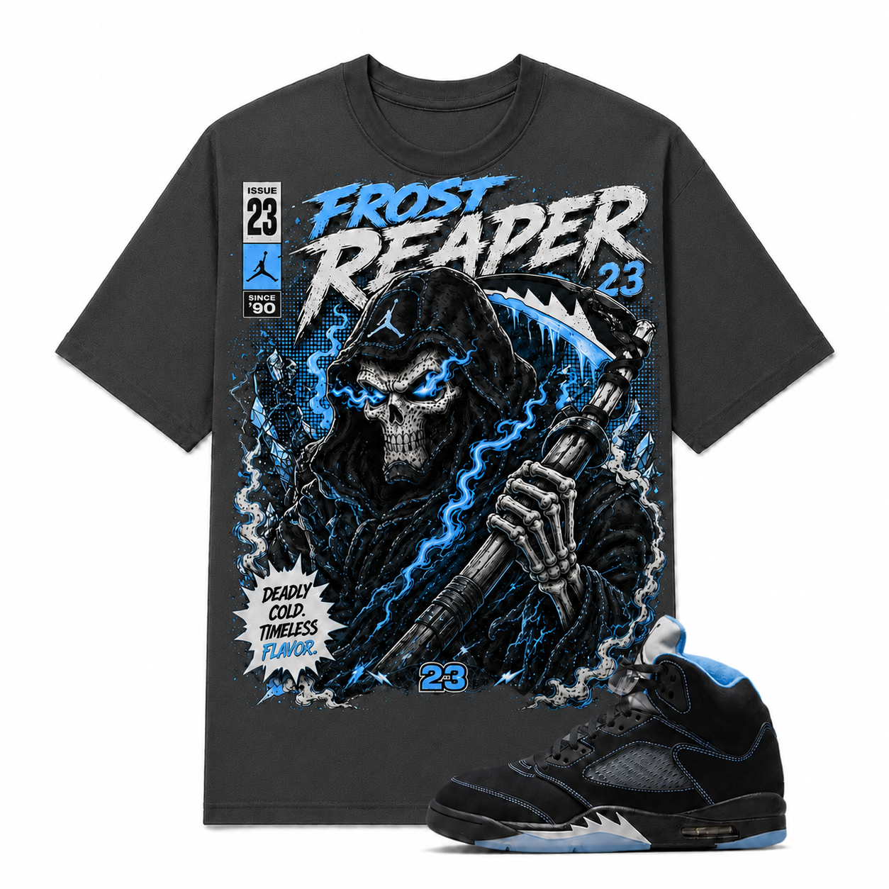 "FROST REAPER" Shirt To Match AJ 5 Black Carolina, AJ 5 Matching Shirt
