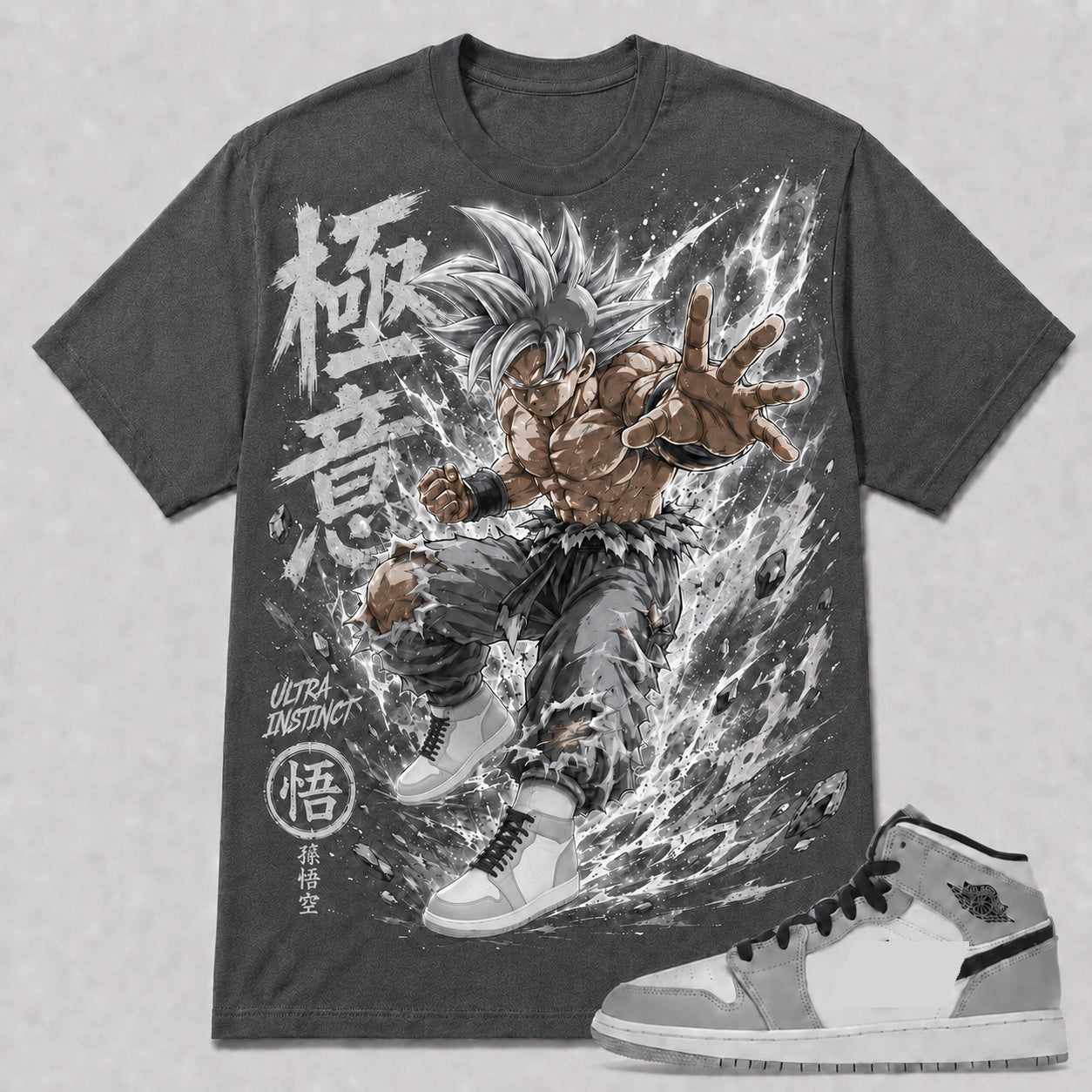 "ULTRA INSTINCT" Shirt To Match AJ 1 Mid ‘Light Smoke Grey’, AJ 1 Matching Shirt