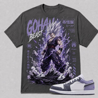 "GOHAN BEAST" Shirt To Match AJ 1 Low ‘Purple White’, AJ 1 Matching Shirt