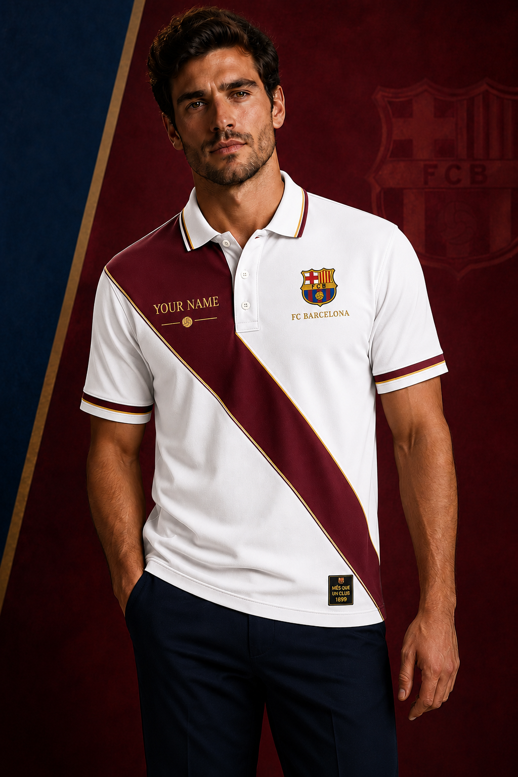 Barca Mes Que Un Club Polo , Barca Shirt , Barca 2026 Shirt V5