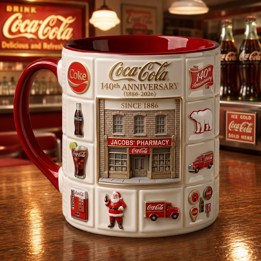 Cola 140th Anniversary Accent Mug V6, Cream Mug Gifts , Holiday Gifts