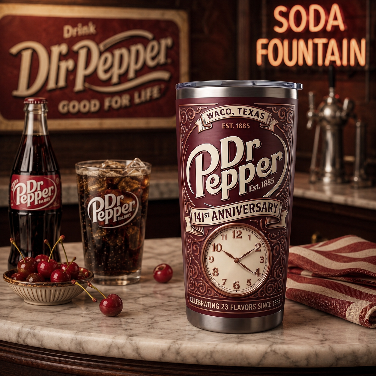 Dr Pepper 141st Anniversary Tumbler , Dr Pepper 20oz 30oz Cup