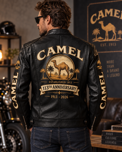 Camel 113th Anniversary Collar Leather Jacket
