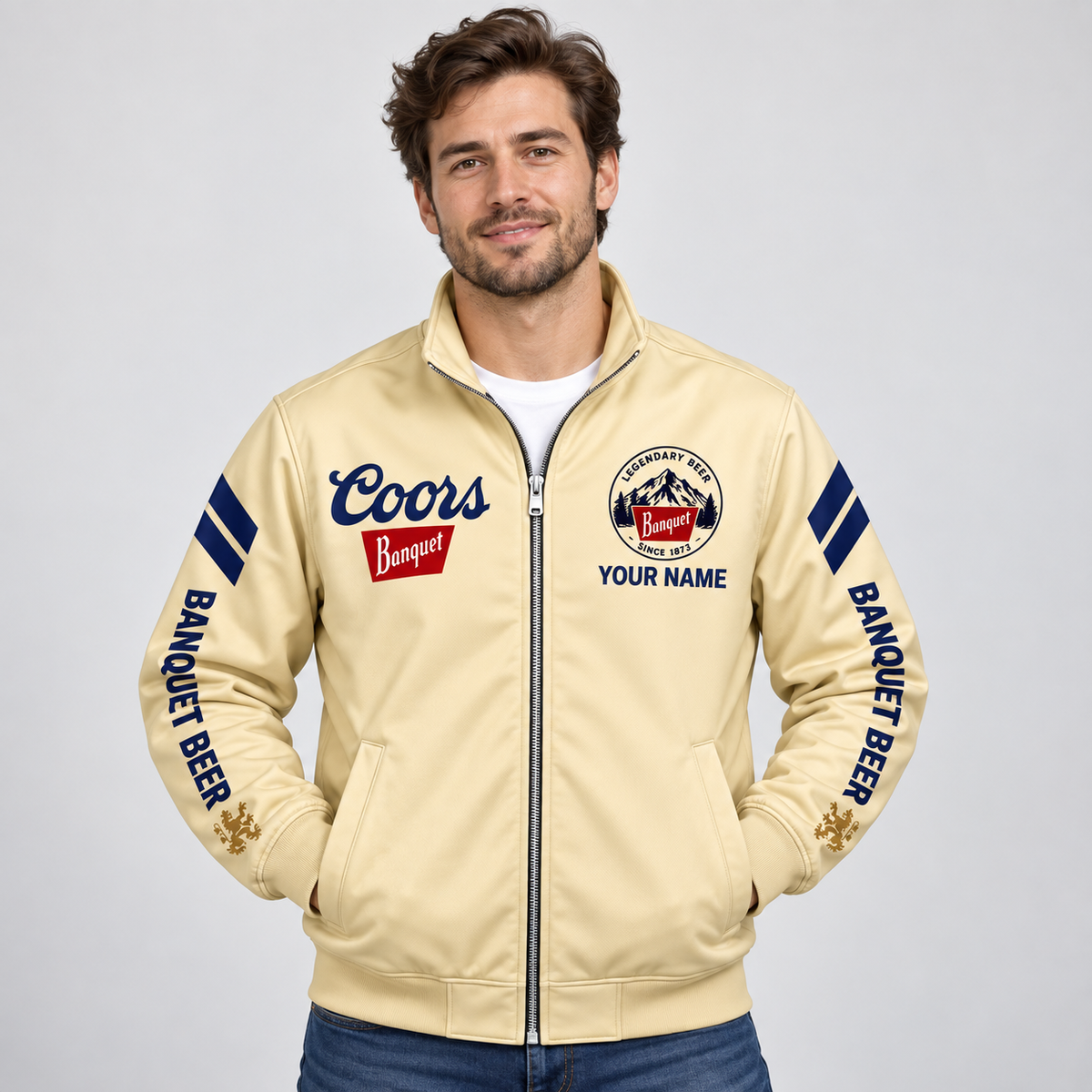 Coors Banqut Since 1873 Zipper Stand Collar Jacket