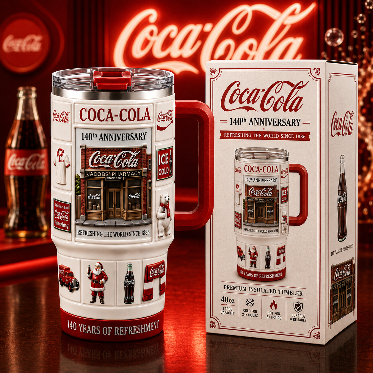 Cola 140th Anniversary Insulated Tumbler 30oz V26, Cola Tumbler 40oz