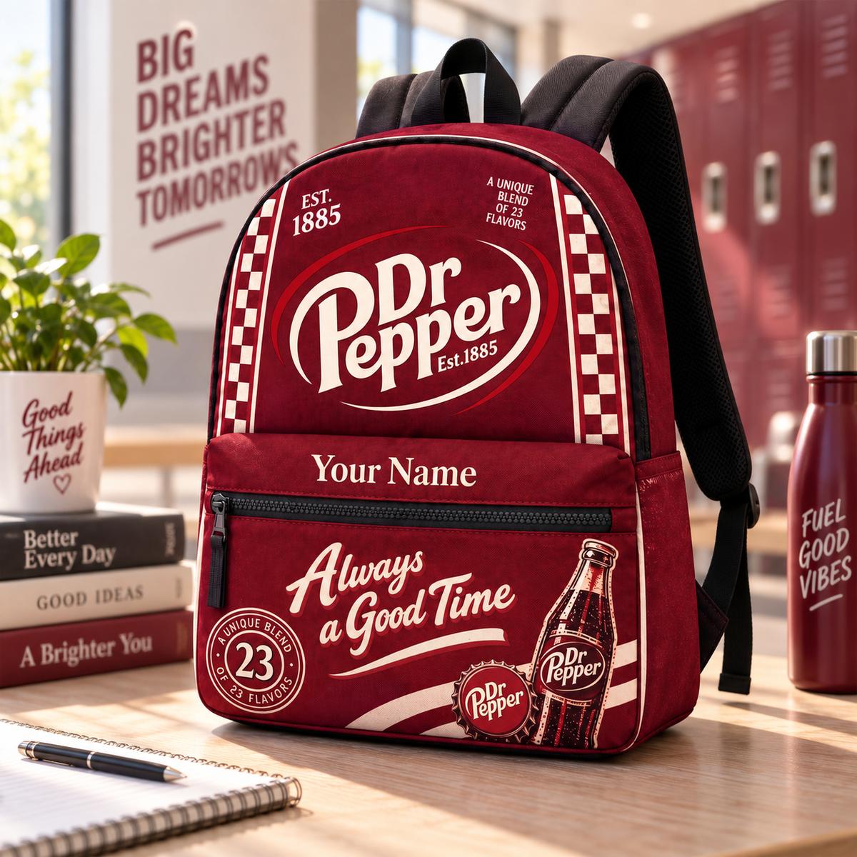Dr Pepper EST. 1885 Backpack, Personalized Dr Pepper Drinks Backpack V2