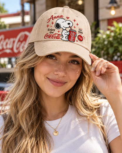 Snoopi Enjoy The Cola Cap, Personalized Cola Vintage Cap