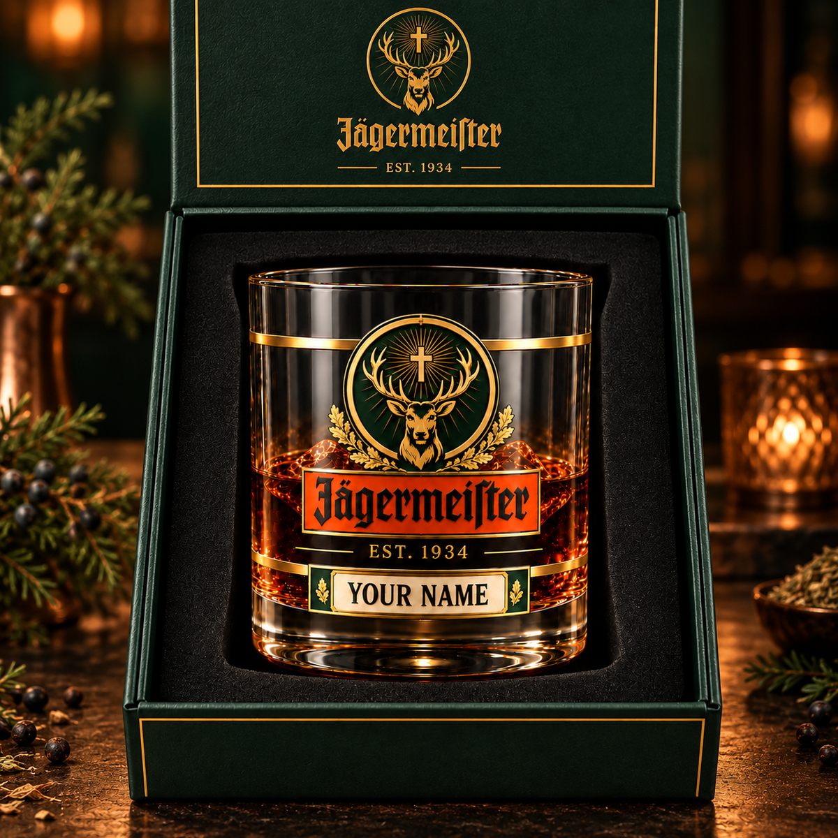 Jagermeist EST. 1934 Glass , Personalized Jagermeist Glass