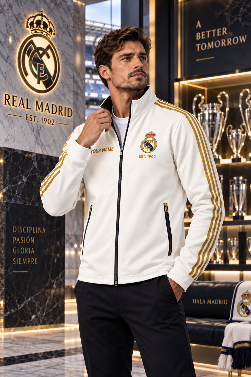 Real C.F. EST. 1902 Zipper Stand Collar Jacket, Personalized Real Jacket
