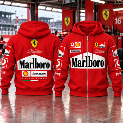 Marlbo Ferrar Racing Zip Hoodie , Marlbo Zip Hoodie