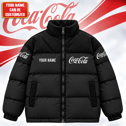Personalized Cola Classic Puffer Jacket , Cola Windproof Puffer Jacket
