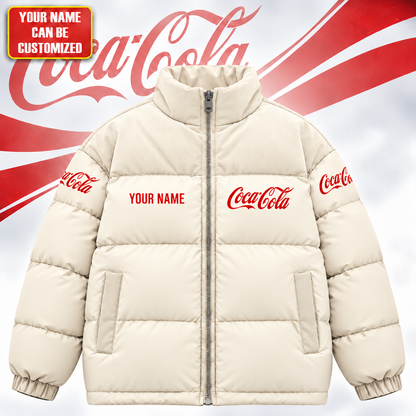 Personalized Cola Classic Puffer Jacket , Cola Windproof Puffer Jacket