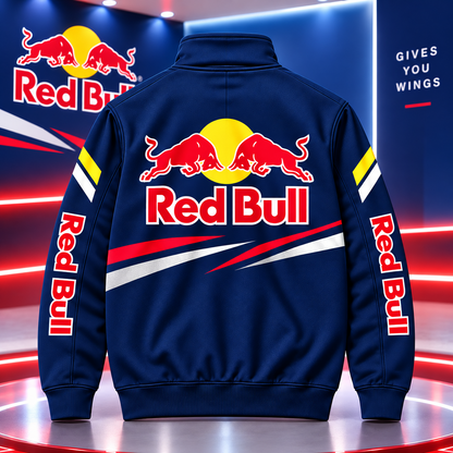 Red Bll Energy Drink Zipper Stand Collar Jacket