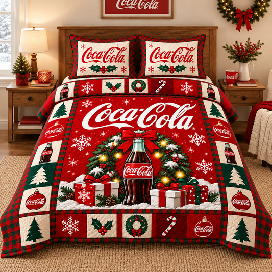 Cola Christmas Pattern Bedding Set