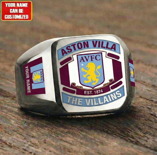 Personalized Aston Villa FC Custom Name Classic Design Ring
