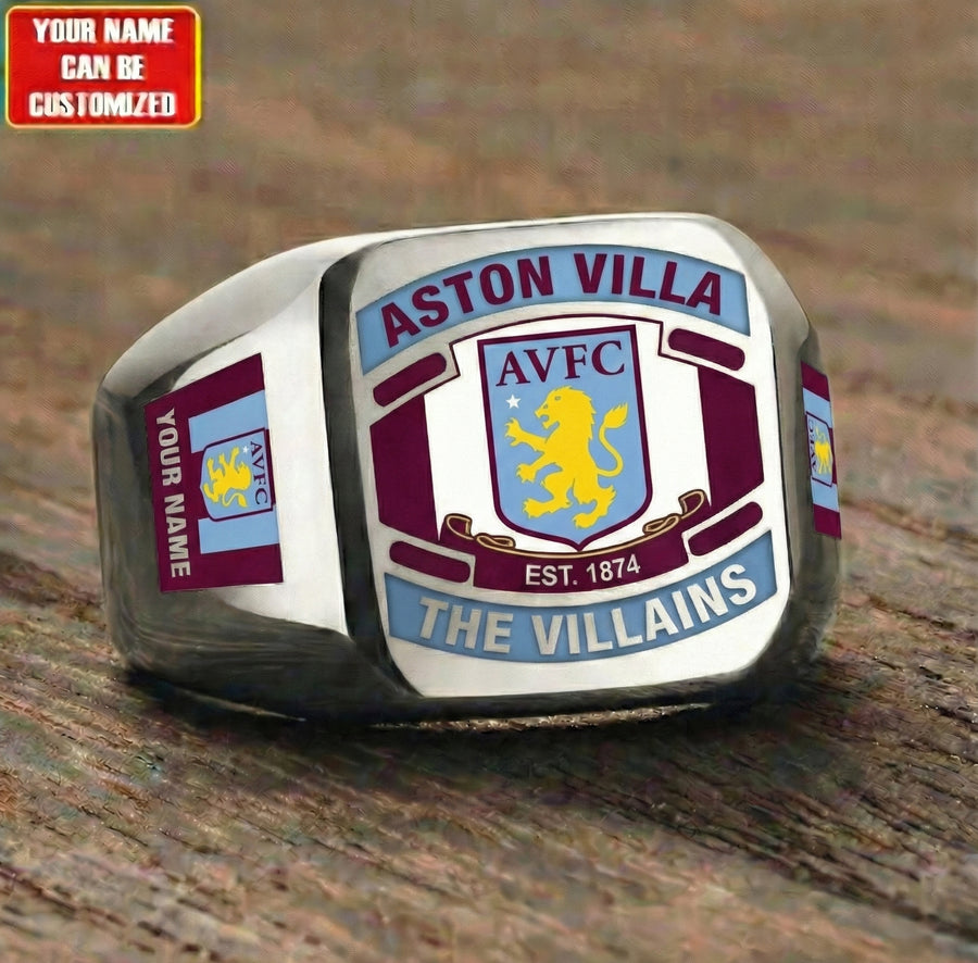 Personalized Aston Villa FC Custom Name Classic Design Ring