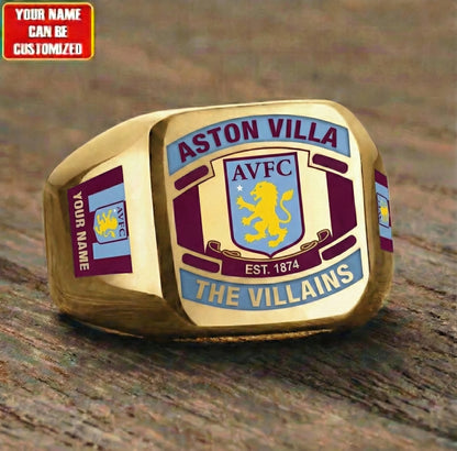 Personalized Aston Villa FC Custom Name Classic Design Ring