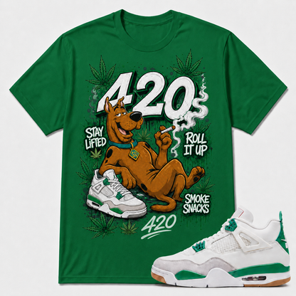 "SCOOBY 420" Shirt To Match AJ 4 SB Pine Green, AJ 4 Matching Shirt