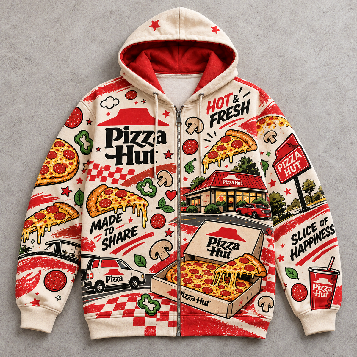 Pizza Hut Hot & Fresh Zip Hoodie , Pizza Hut Zip Hoodie