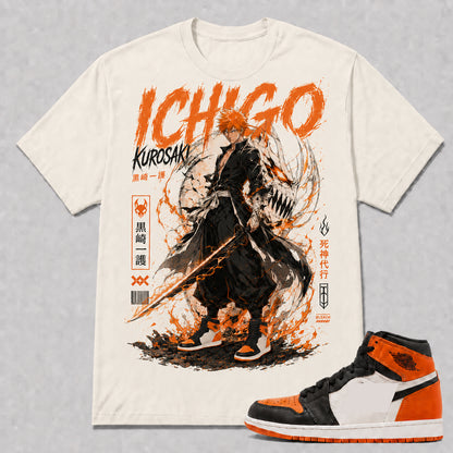 "ICHIGO KUROSAKI" Shirt To Match AJ 1 Retro High 'Shattered Backboard', AJ 1 Matching Shirt