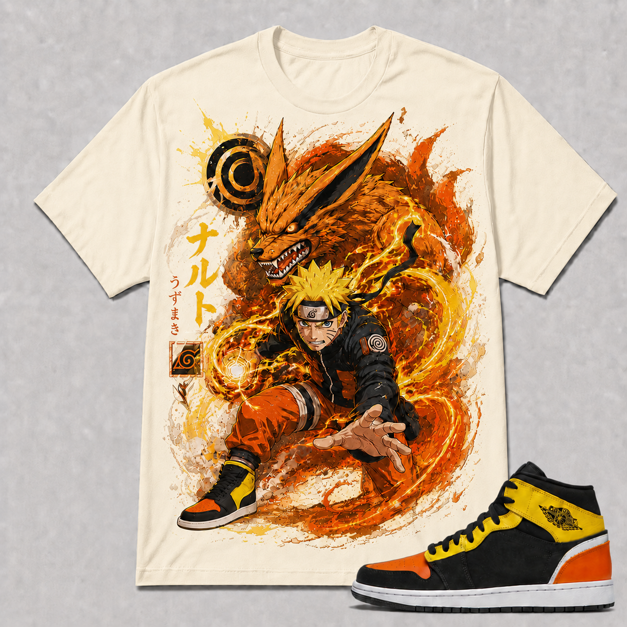 "Naruto" Shirt To Match AJ 1 Mid – Amarillo Orange, AJ 1 Matching Shirt
