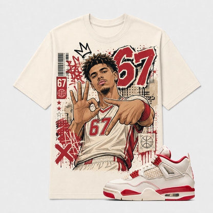 "67" Shirt To Match AJ 4 Retro 'Pale Ivory and Tough Red', AJ 4 Matching Shirt