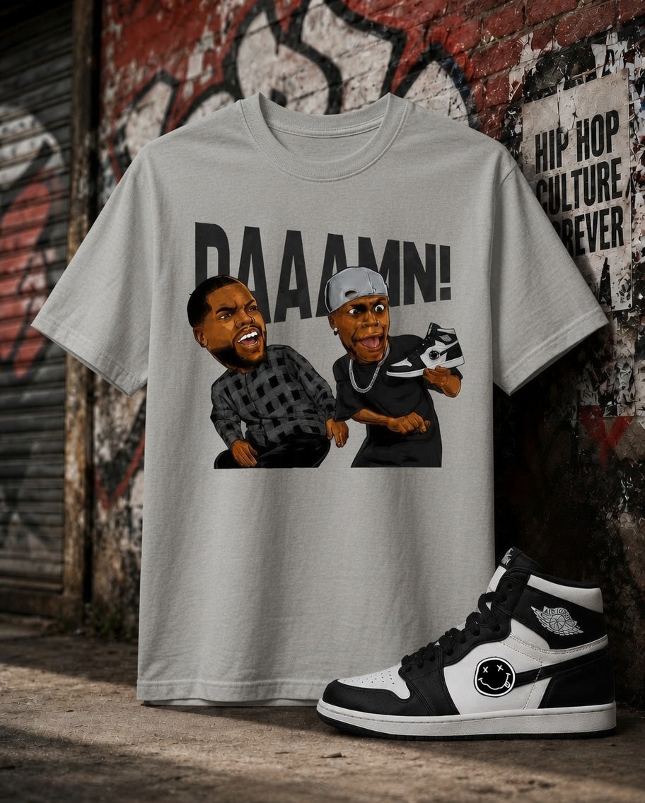 "DAAAMN!" Shirt To Match AJ 1 High Black White, AJ 1 Matching Shirt