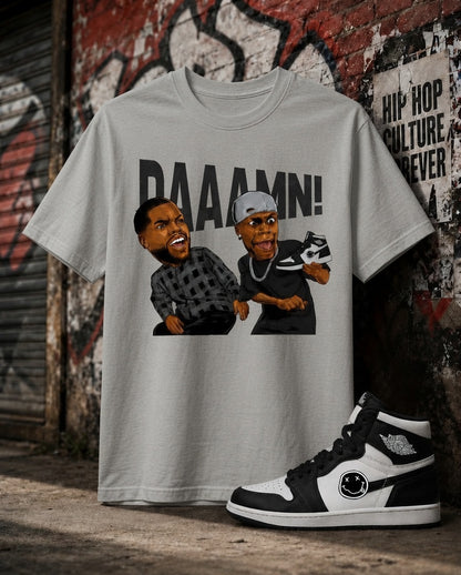 "DAAAMN!" Shirt To Match AJ 1 High Black White, AJ 1 Matching Shirt