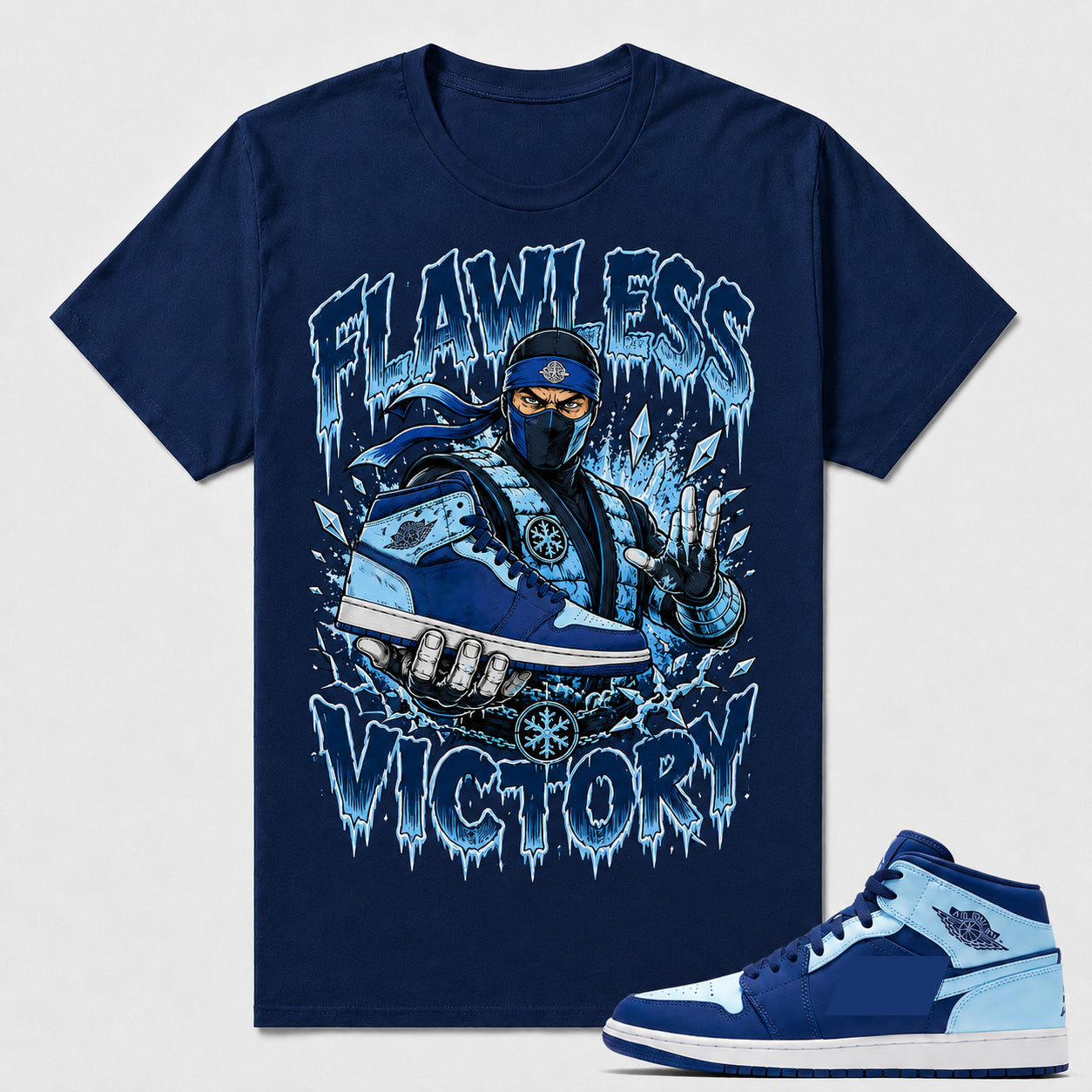 "FLAWLESS VICTORY" Shirt To Match AJ 1 Retro Mid ‘Ice Blue’, AJ 1 Matching Shirt