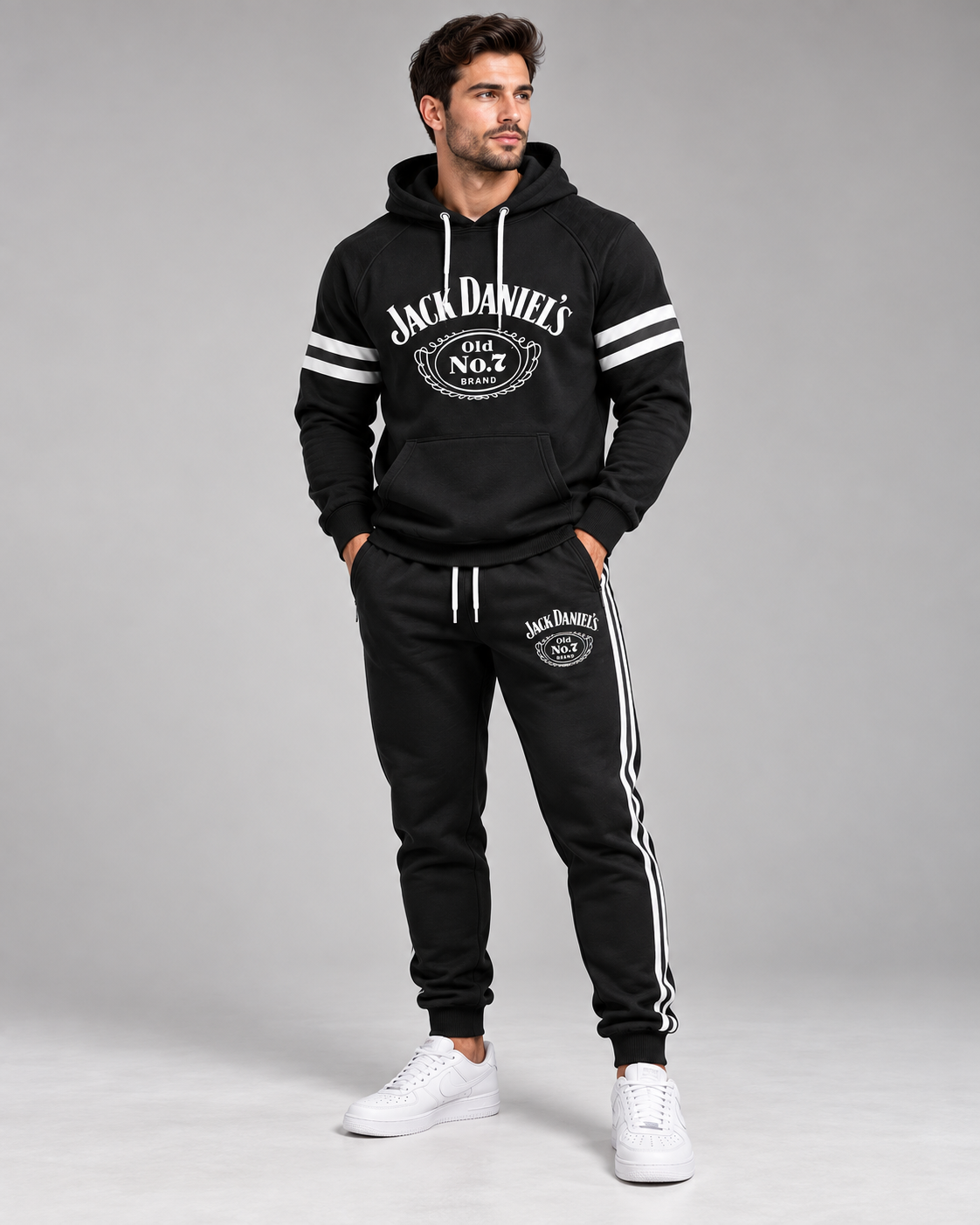 Jack Dani Old No.7 Brand All Over Printed Hoodie and Sweatpants Set