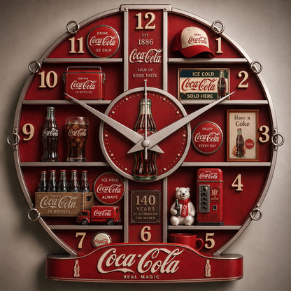 Cola 140 Years Of Refreshment Home Decorative 3D Visual Effect Acrylic Wall Clock V3