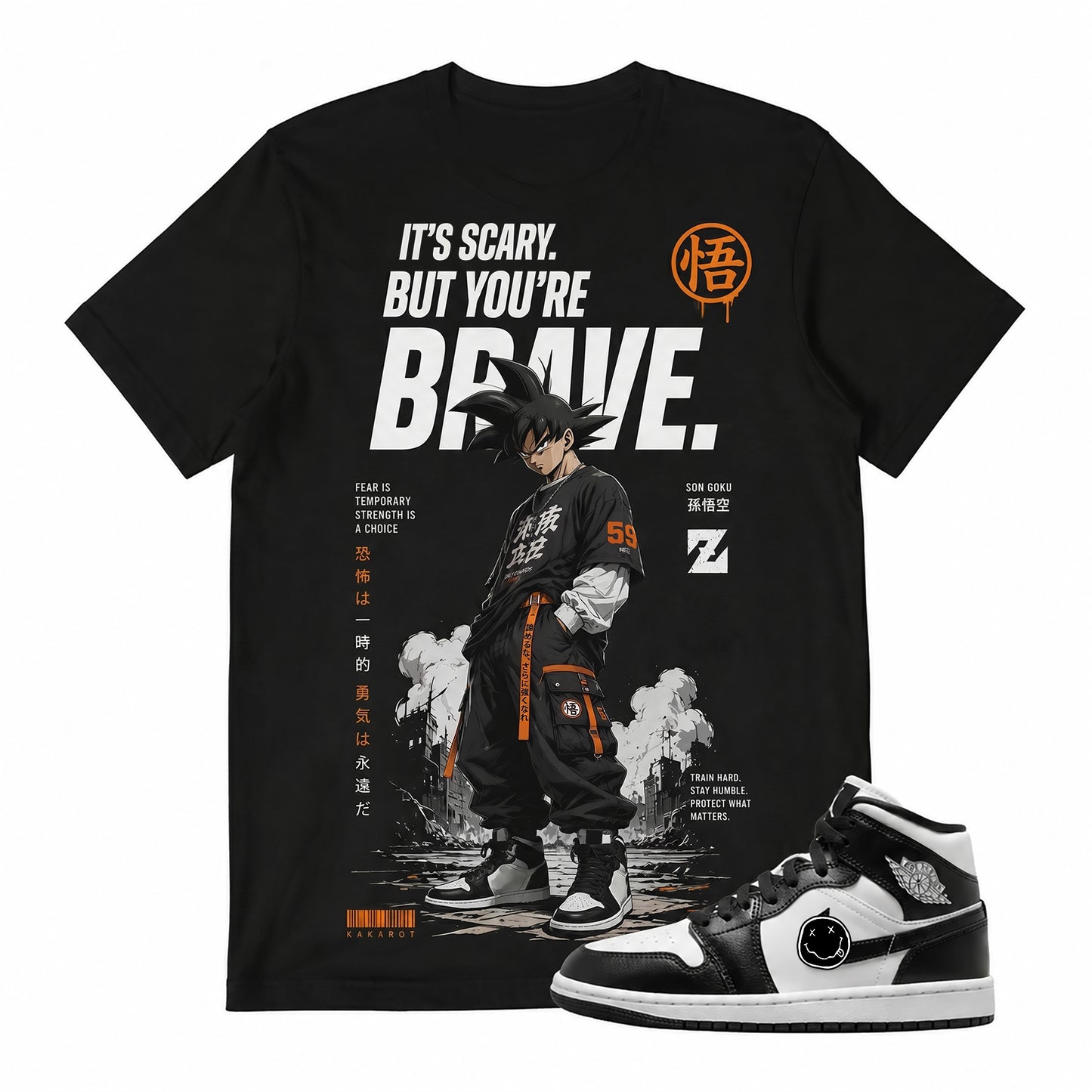 IT'S SCARY BUT YOU'RE BRAVE Shirt To Match AJ 1 MID, AJ 1 MID Matching Shirt