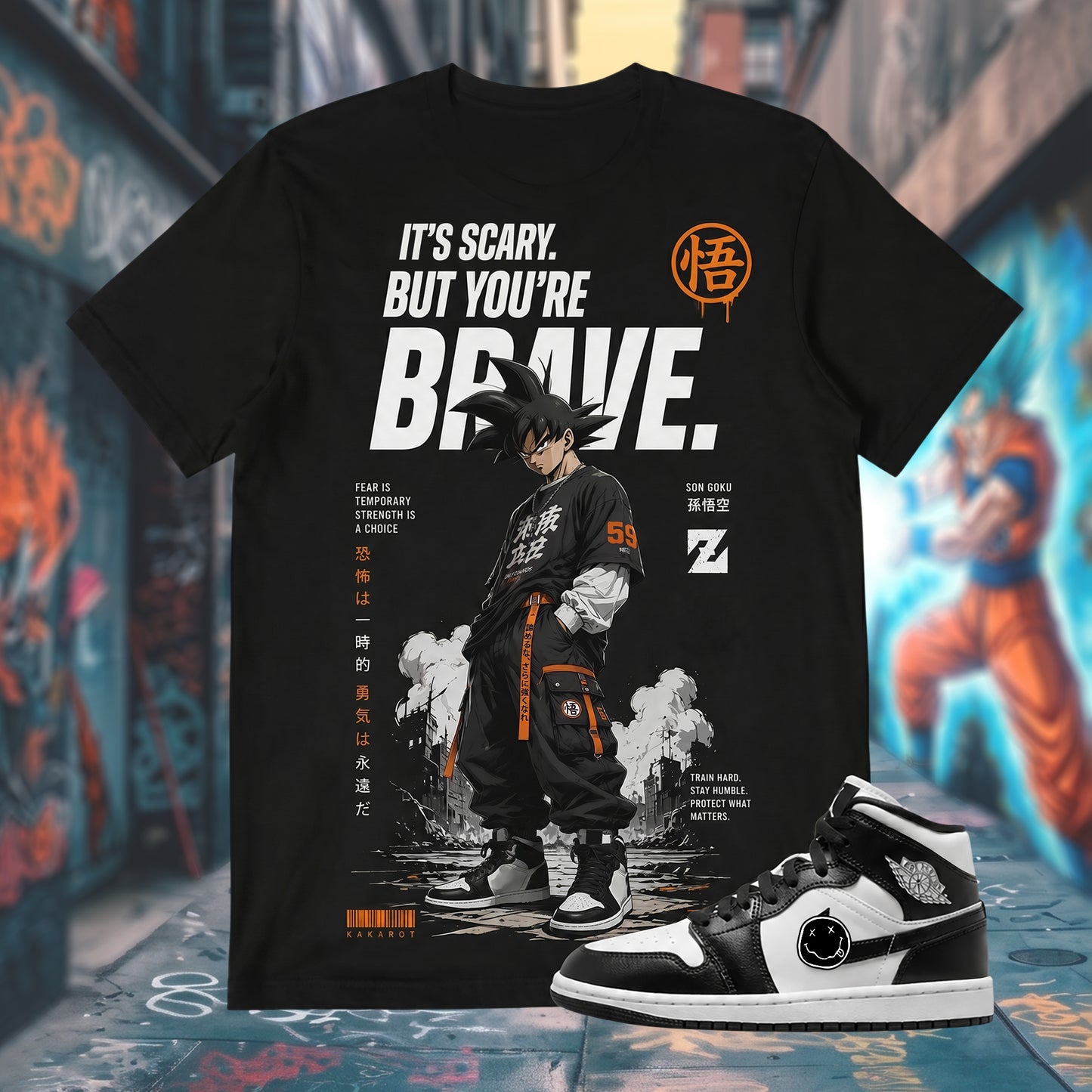 IT'S SCARY BUT YOU'RE BRAVE Shirt To Match AJ 1 MID, AJ 1 MID Matching Shirt