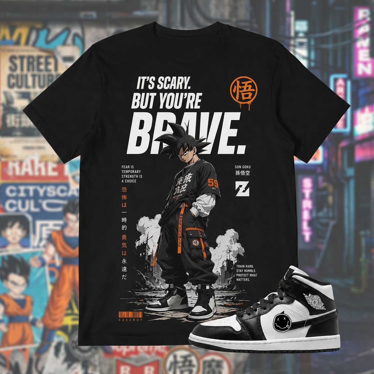 IT'S SCARY BUT YOU'RE BRAVE Shirt To Match AJ 1 MID, AJ 1 MID Matching Shirt