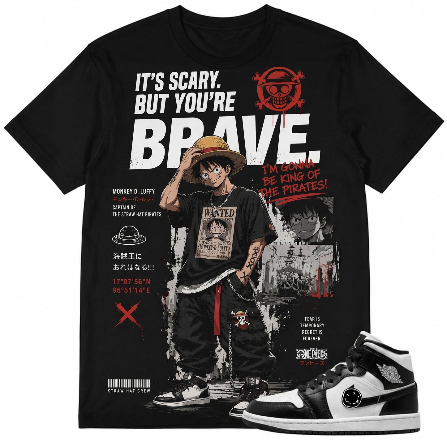 IT'S SCARY BUT YOU'RE BRAVE Shirt To Match AJ 1 MID, AJ 1 MID Matching Shirt V2