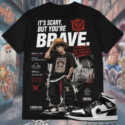 IT'S SCARY BUT YOU'RE BRAVE Shirt To Match AJ 1 MID, AJ 1 MID Matching Shirt V2