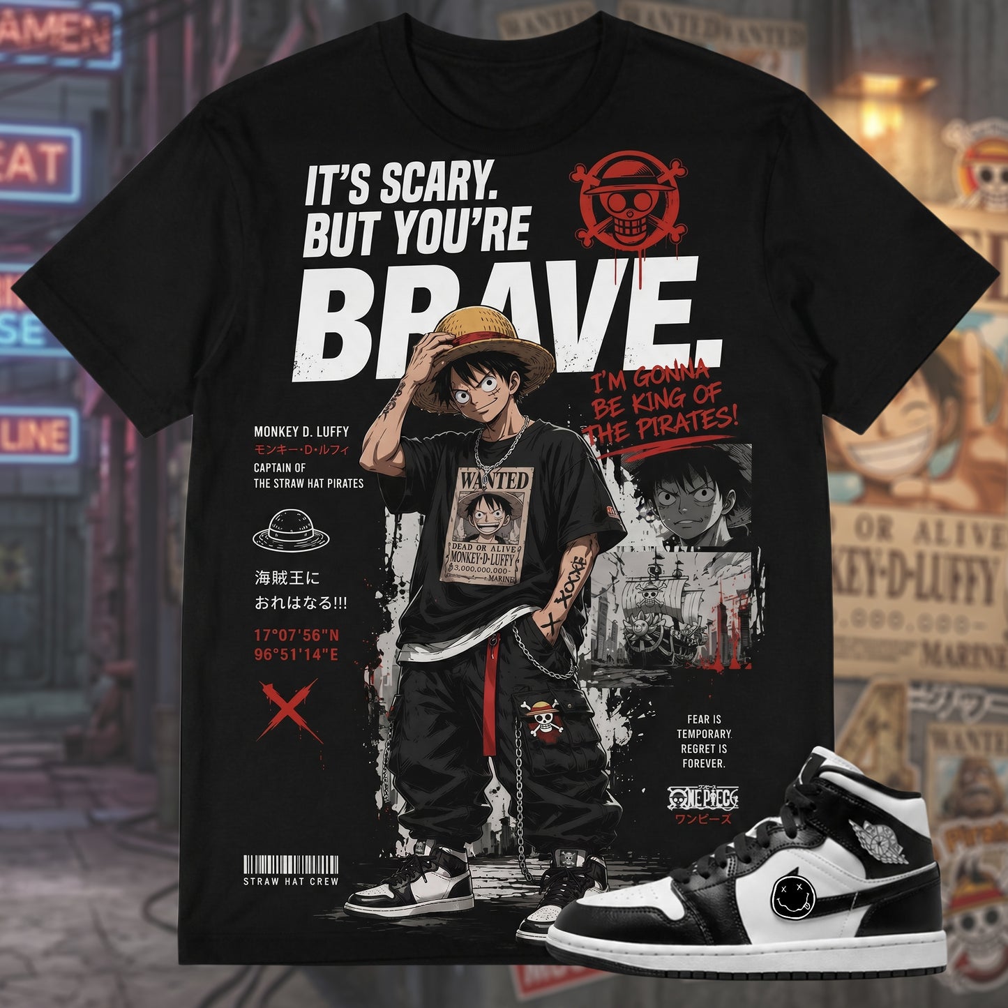IT'S SCARY BUT YOU'RE BRAVE Shirt To Match AJ 1 MID, AJ 1 MID Matching Shirt V2