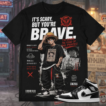 IT'S SCARY BUT YOU'RE BRAVE Shirt To Match AJ 1 MID, AJ 1 MID Matching Shirt V2