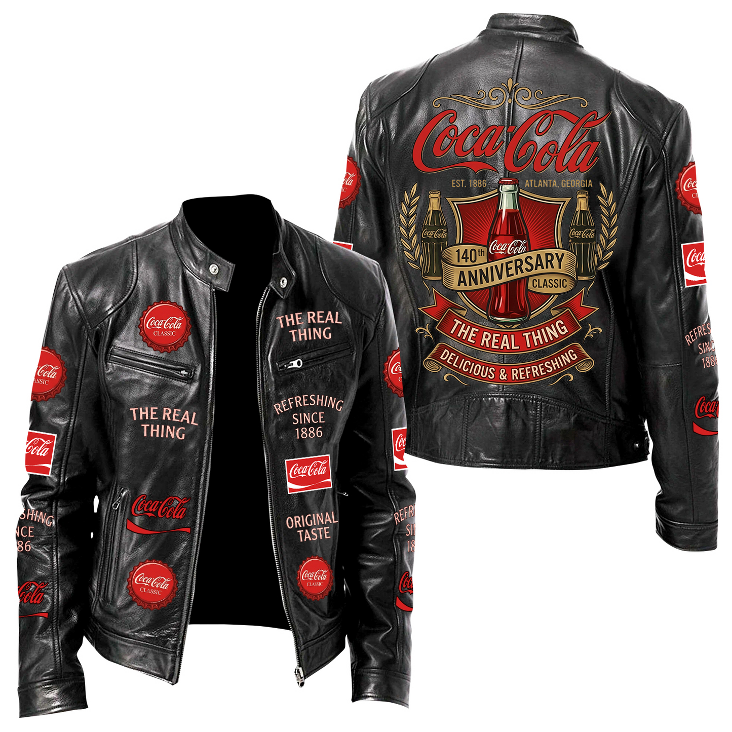 Cola EST. 1886 Collar Leather Jacket