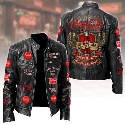 Cola EST. 1886 Collar Leather Jacket