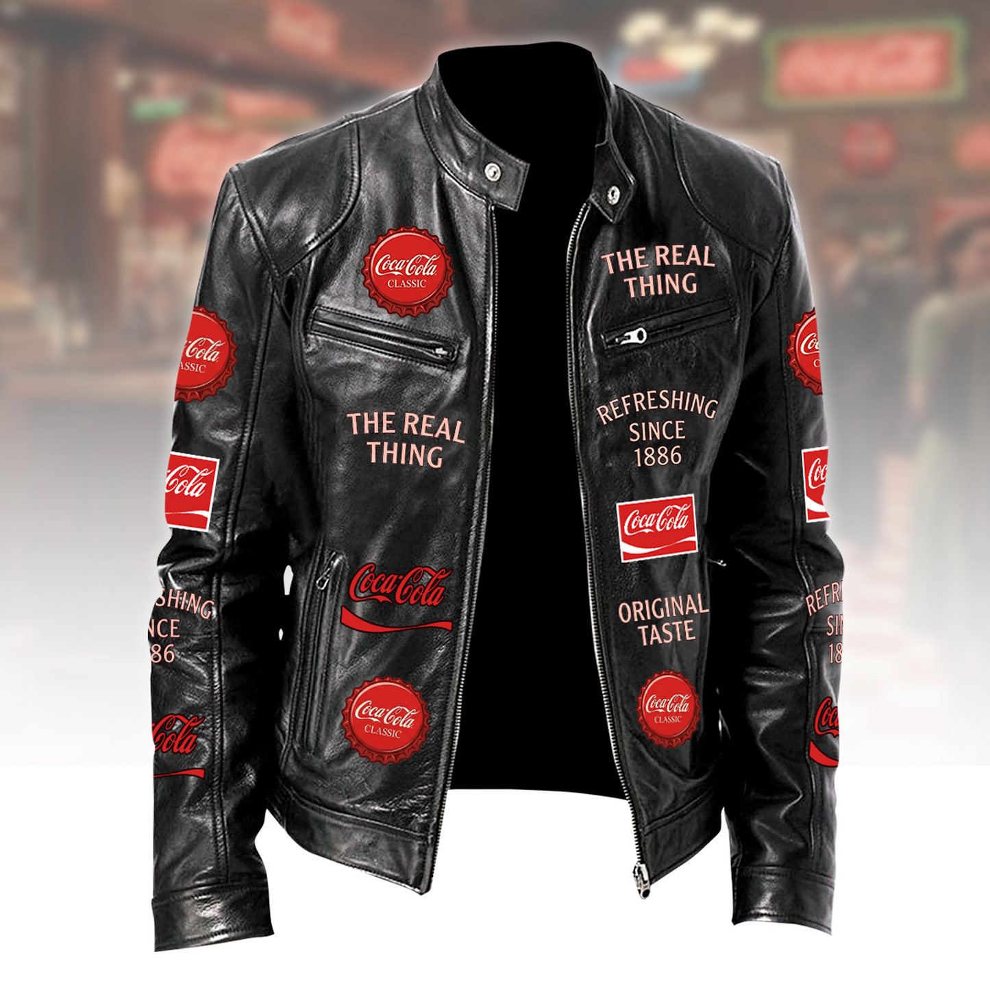 Cola EST. 1886 Collar Leather Jacket