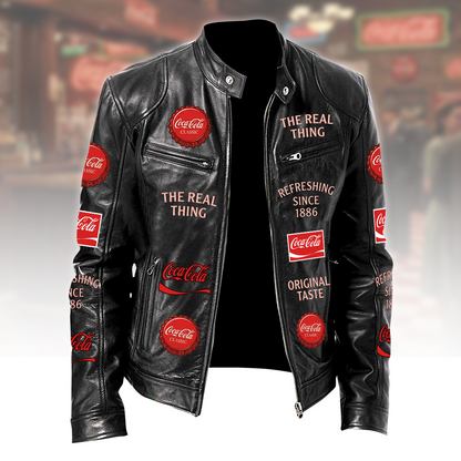 Cola EST. 1886 Collar Leather Jacket