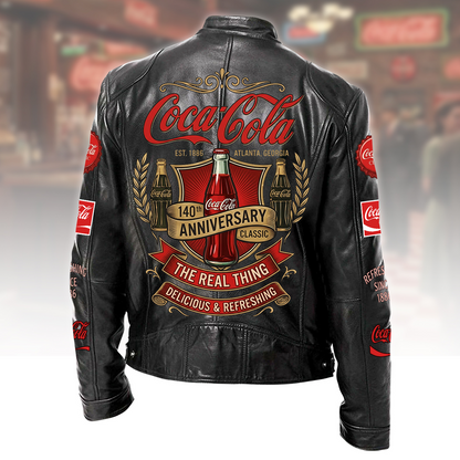 Cola EST. 1886 Collar Leather Jacket